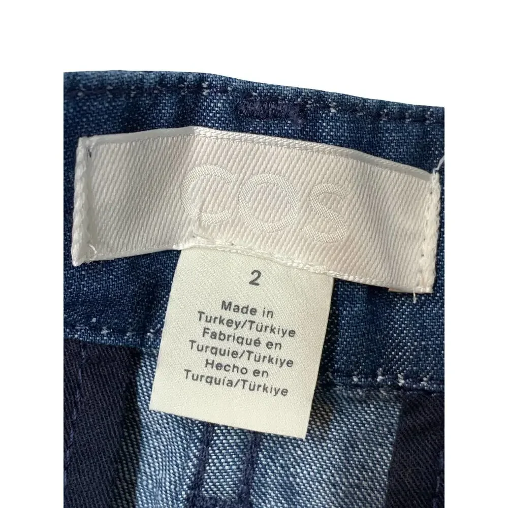 COS Wide Leg Pants Tailored Denim Trousers 2 Blue High Rise 1222522 NEW